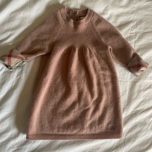 Burberry Baby Girl 100% Cashmere Pink/plum Long Sleeve Dress 9 Month